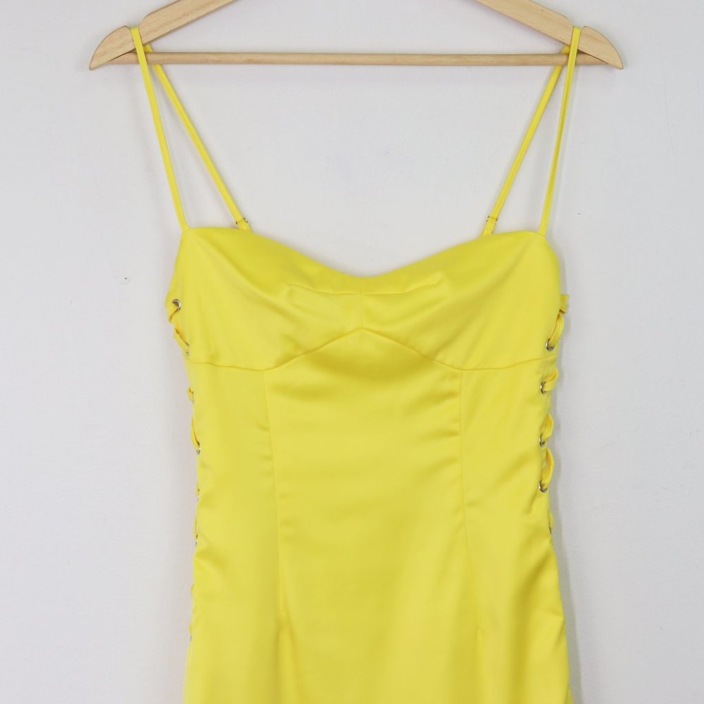 NWT NBD Jasmine Midi Dress Sleeveless Strappy Lace Up Bodycon Yellow X Small - Picture 6 of 11